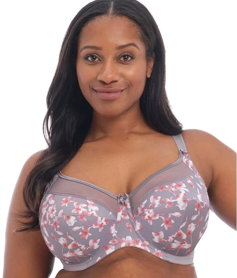Sujetador con aros Goddess Kayla con bandas #6162 talla 36DDD gris flor nuevo con etiqueta Foto 1 de 4