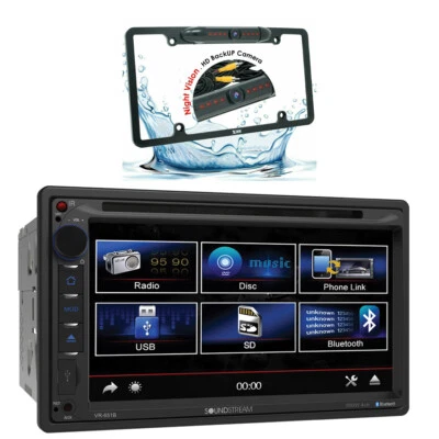 Receptor multimedia Soundstream VR-651B 2 DIN + cámara trasera con matrícula -XV30BK Foto 1 de 4