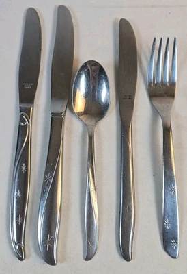 Lote de cubiertos de cena de acero inoxidable MCM Starburst Atomic mezclado 5 piezas Foto 1 de 4