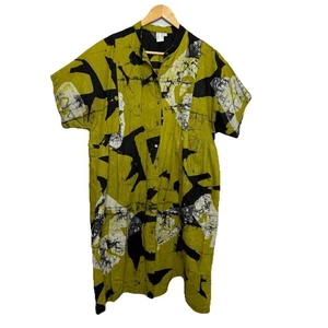 Osei Duro Bata Kleid XL grün schwarz Just Wild Print Baumwolle Oversize Knopfleiste - Bild 1 von 10