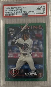 2024 Topps Update Austin Martin Green Crackle Foil Board Rookie Card PSA 10 - Picture 1 of 2