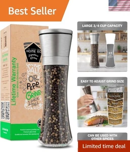Elegante 7,5" Salz & Pfeffermühle - verstellbare Keramikmühle & Glasstreuer - Bild 1 von 9