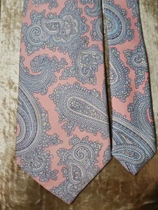 Wilkes Bashford San Francisco Paisley Krawatte 100 % Seide rosa und grau - Bild 1 von 3