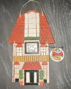 Gayle Johnson Vintage Ceramic Tile Wall Art Handpainted Schoolhouse Unique - Picture 1 of 3