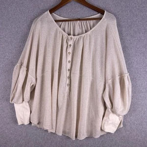 Free People Blue Bell Henley Damen XS creme offen gewebt Bohemian Oversized bequem - Bild 1 von 12