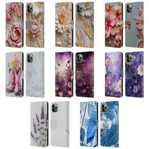 HAROULITA LEAVES AND FLOWERS LEATHER BOOK WALLET CASE FOR APPLE iPHONE PHONES - Picture 1 of 9