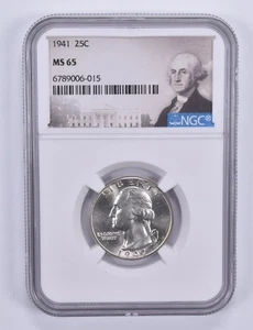 1941 Washington Quarter MS65 NGC Special Label *4945 - Picture 1 of 5