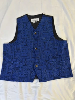 Vintage Pronti Men's Royal Blue Paisley Jacquard Vest - Image 1 of 4