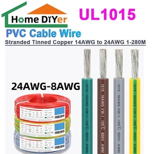 UL1015 Stranded Tinned Copper PVC Cable Wire 14AWG to 24AWG 1-280M - Picture 1 of 6