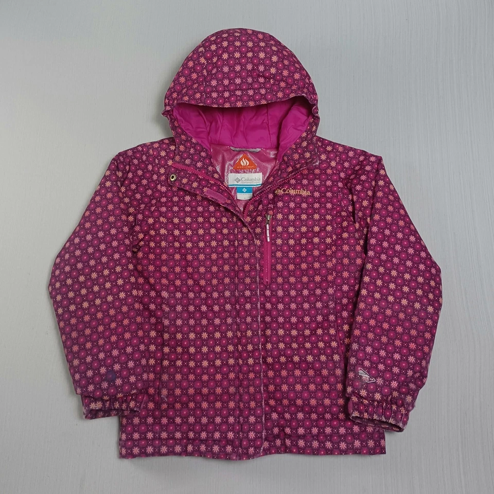 Columbia Omni-Heat Magic Mile Jacket Girls Small Pink Floral Hooded - Image 1 of 4