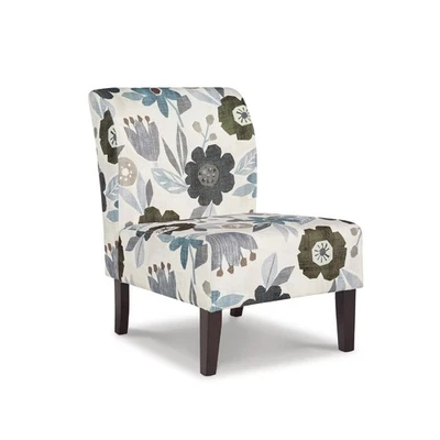 Silla Triptis Floral Sin Brazos, Blanca, Azul y Gris Foto 1 de 4