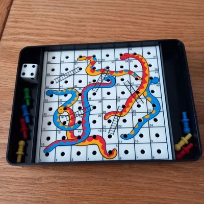 Vintage WH Smith Travel Snakes and Ladders With 3 Spare Pieces And Original Box - Image 1 of 4
