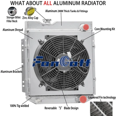 For 1965-1966 Ford Mustang 1960-65 Falcon Ranchero MT 3 Rows Radiator+Shroud Fan Foto 1 de 4