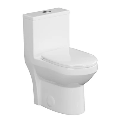 Inodoro compacto moderno de una pieza de 16,5" alargado 1/1,6 GPF para baño pequeño Foto 1 de 4