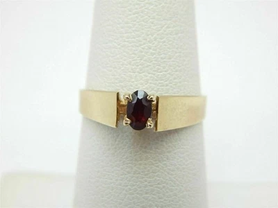 0.50 Ct Natural Garnet Gemstone Solitaire Ring 14K Yellow Gold Plated V974 - Image 1 of 4
