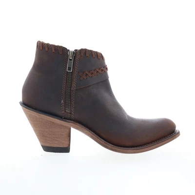 Jama Old West Snip Toe 18150 Womens Brown Leather Zipper Western Boots