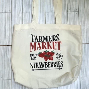 Farmer’s Market Strawberry Tote, wiederverwendbare Einkaufstasche - Bild 1 von 3
