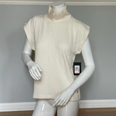 Top tejido cuello falso Andrew Marc • Talla S • Crema • Nuevo con etiquetas $64 venta al por menor Foto 1 de 4