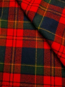 1.5 Yds X 62 Vintage 1970 Pendleton Wool Fabric Tartan Green Red Navy Read EVC - Picture 1 of 7