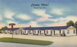 Clinton Motel Mount Mt Ayr Iowa 1957 linen postcard - Picture 1 of 2