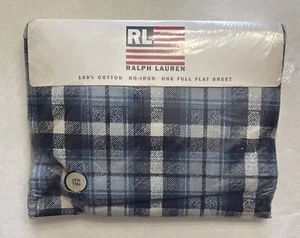 New Vintage Ralph Lauren Home Collection Full Flat Sheet Skating P PL Blue - Picture 1 of 6