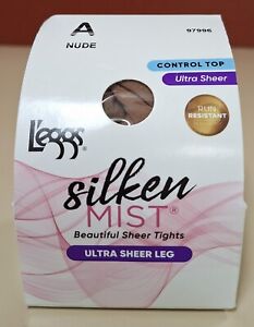Leggs Silken Mist Silky Nude Size A Ultra Sheer Leg Control Top Pantyhose 