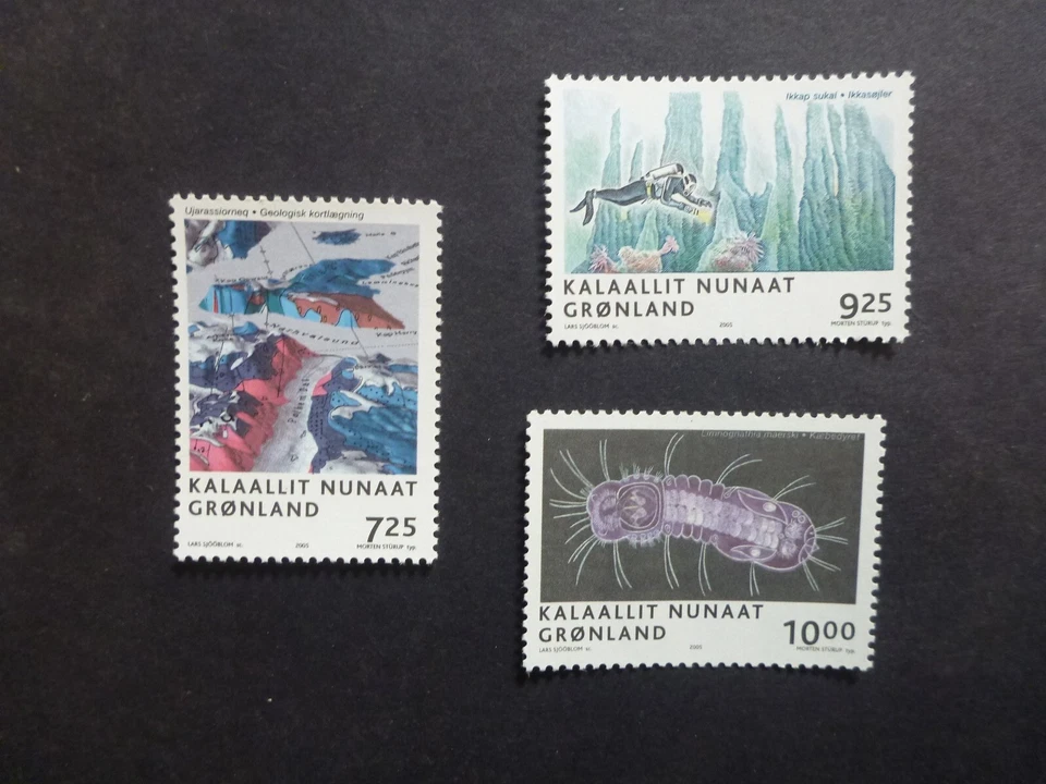 Juego de 3 estampillas de Groenlandia 2005 Ciencia en Groenlandia como nuevas Foto 1 de 1