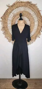 Leona by Leona Edmiston BNWT RRP $169.95 Black Faux Wrap High Low Hem Dress 12 - Bild 1 von 12