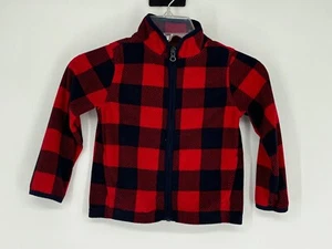 Felpa Osh Kosh rossa blu bufalo quadri full zip bambino taglia 4T - Foto 1 di 6