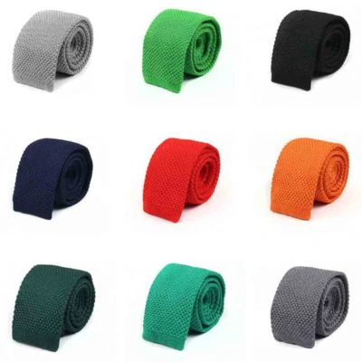 Men Classic Solid Color Knitted Crochet 5cm Skinny Tie Slim Woven Flat Necktie - Image 1 of 4