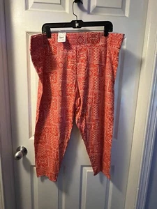 Cato Leggings Womens 22/24 Orange White Abstract Geometric Print NWT Capri - Picture 1 of 3
