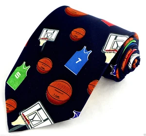 Basketball Jersey Men's Necktie Hoops Coach Team Gift Fan Blue Neck Tie  - Picture 1 of 2