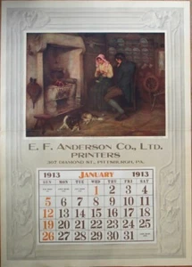 Pittsburgh, PA 1913 Advertising Calendar 22x31 Poster, Printer, Dobson Art - Picture 1 of 1