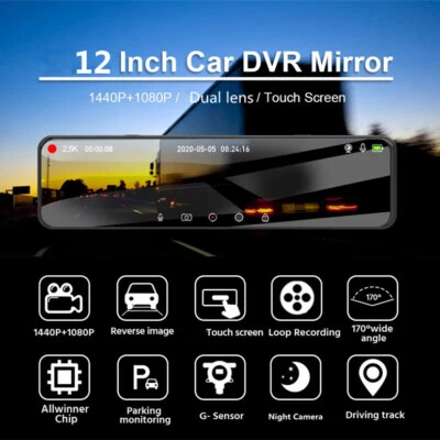 Автомобильный DVR 2K зеркало приборной доски Cam авто рекордер двойной объектив поддержка 1080P задняя камера набор - Изображение 1 из 4