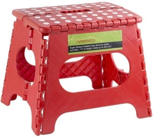 Super Strong Foldable Step Stool With Durable Carrying Handle, 11"High, Red - Picture 1 of 6