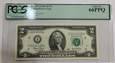 FR#1937-I$2.00 2003 F.R.N Binary-Radar.S/N I01111110A.PCGS 66 PPQ.COMPUTER GEEKS - Image 1 of 4