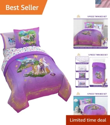 Soft Unicorn Academy Twin Comforter Set with Sheet & Pillow Covers - 5 Pieces - Image 1 of 4