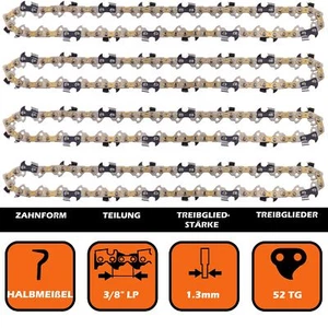4 cadenas de sierra medio cincel 52TG 3/8 1,3 compatible con EINHELL, HUSQVARNA, MAKITA - Imagen 1 de 12
