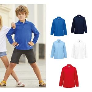 Fruit of The Loom Kids Long Sleeve 65/35 Polo - Boys/Girls top - Picture 1 of 9