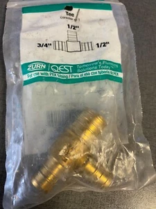NEU! QEST Pex Stachel Kupfer T-Stück 3/4" x 1/2" x 1/2" QQT433XNPK1 - Bild 1 von 2