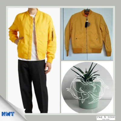 rag & Bone - Men's Archetype Recycled Manston Bomber Jacket In Yellow (S) - Image 1 of 4