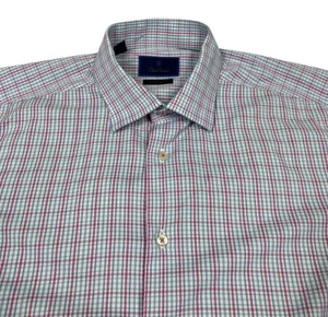 David Donahue Dress Shirt PERFORMANCE TRIM Fit  Modern Multicolor Check Men's 17 - Picture 1 of 6
