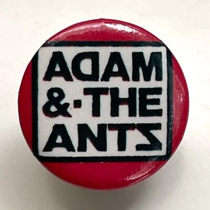 Vintage 1980s Adam & the Ants button pin music red + b&w logo Ant Music 1.25" - Picture 1 of 2
