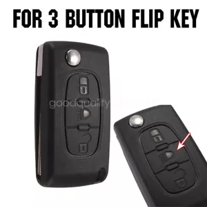 3 Button Remote Flip Key Case Fob For Citroen C2 C3 C4 C5 C6 C8 Picasso - Picture 1 of 5