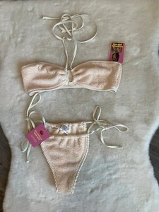 NWT Strawberry Milk Mob off White/beige 2 pc Bikini Swimsuit size Large - Picture 1 of 5