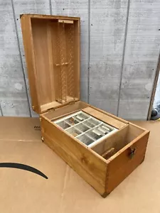 Vintage Handmade Wood Tool Chest Box w/ Leather Stamping Tools Dovetail Joints - Picture 1 of 17