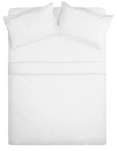 Flame Retardant Single Bedset,Duvet Cover Fitted sheet and Pillowcase pair White - Picture 1 of 4
