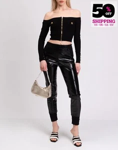 RRP€825 BALMAIN Cropped Top FR34 US2 UK6 XS Argyle Medallion Buttons Zip Front - Picture 1 of 9
