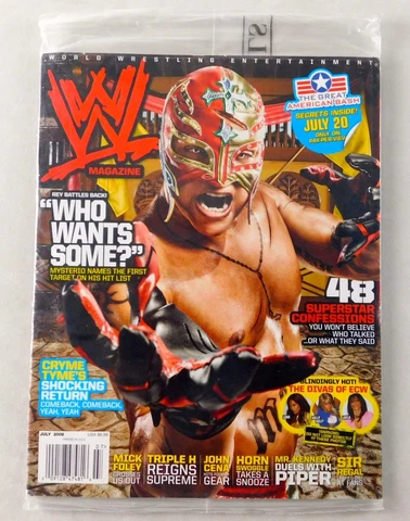 Rey Mysterio July 2008 WWE Wrestling Magazine Mick Foley HHH Sealed Poster New Cover