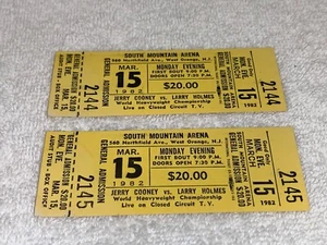 LARRY HOLMES JERRY COONEY 2 BOXING 1982 TICKETS WORLD HEAVYWEIGHT CHAMPIONSHIP - Picture 1 of 7